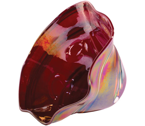 Wave Red Rainbow Twist Bowl by Glass Eye Studio